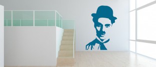 Samolepka na ze Charlie Chaplin, polep na stnu a nbytek