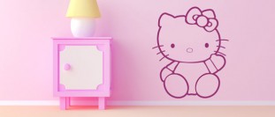 Samolepka na ze Hello Kitty, polep na stnu a nbytek