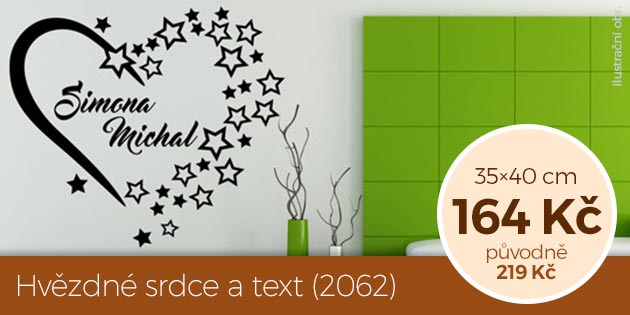 Hvzdn srdce a text (2062)  samolepka na ze